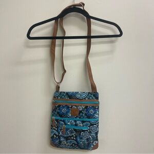 Stone Mountain Quilted Blue and Brown Crossbody Shoulder Bag Purse